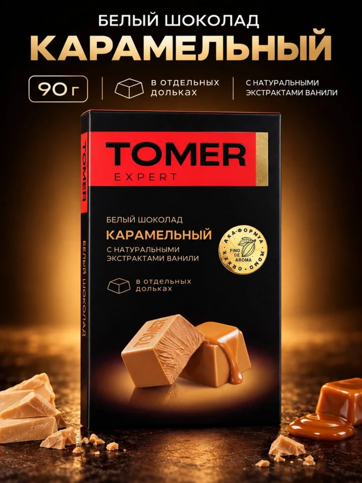  Фабрика Томер  Белый шоколад КАРАМЕЛЬНЫЙ, 90г  в Воркуте