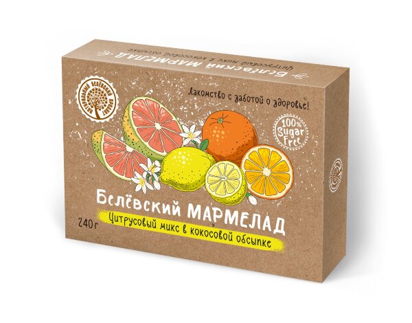 №2 Мармелад белевский на фруктозе 240г "Цитрусовый микс" в Воркуте